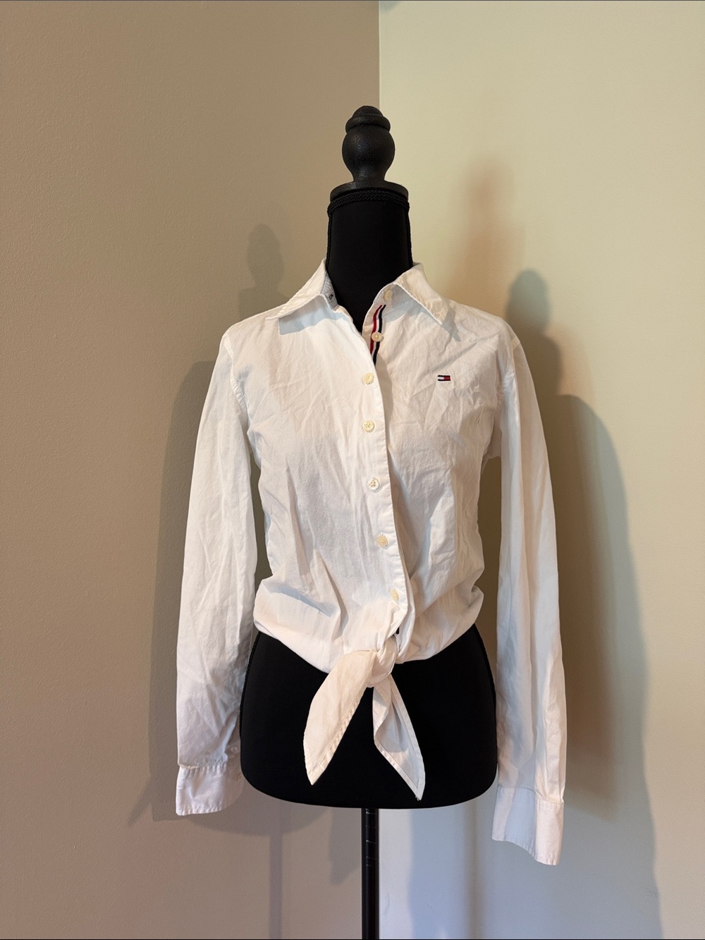 Tommy Hilfiger White Button-Down Tie Front Shirt